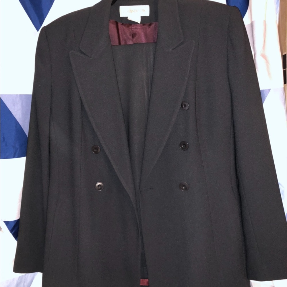 Jones New York Dark Grey Suit with Purple liner